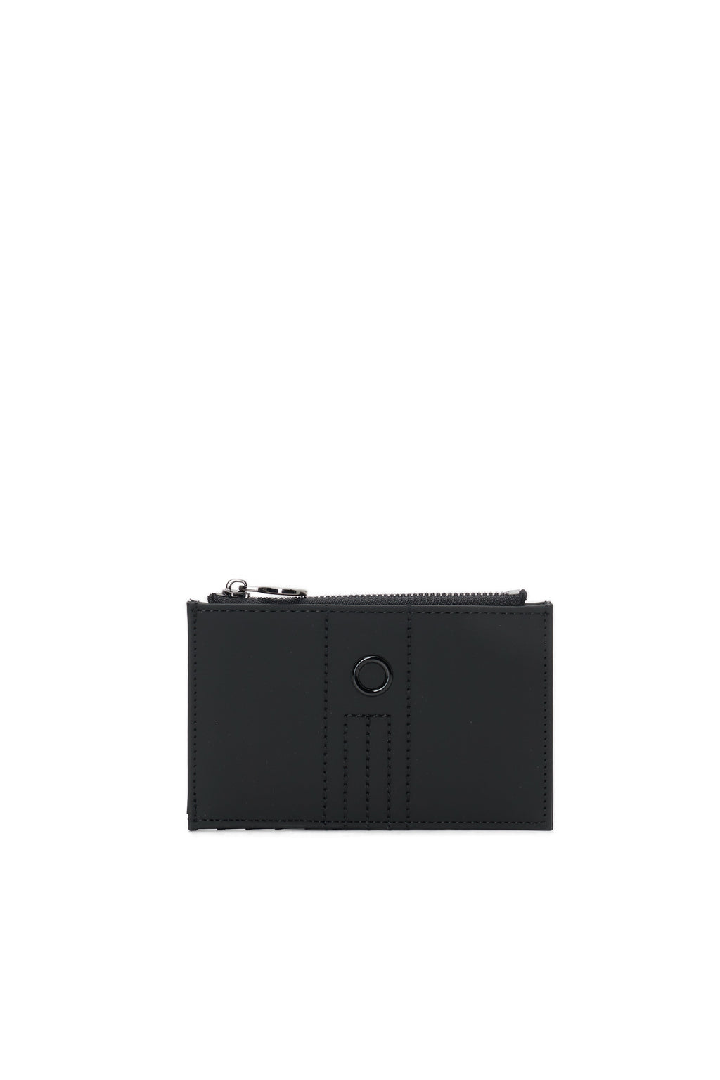 O Bag Anemone Black Rubberized Fabric Zip Card Holder Accessory