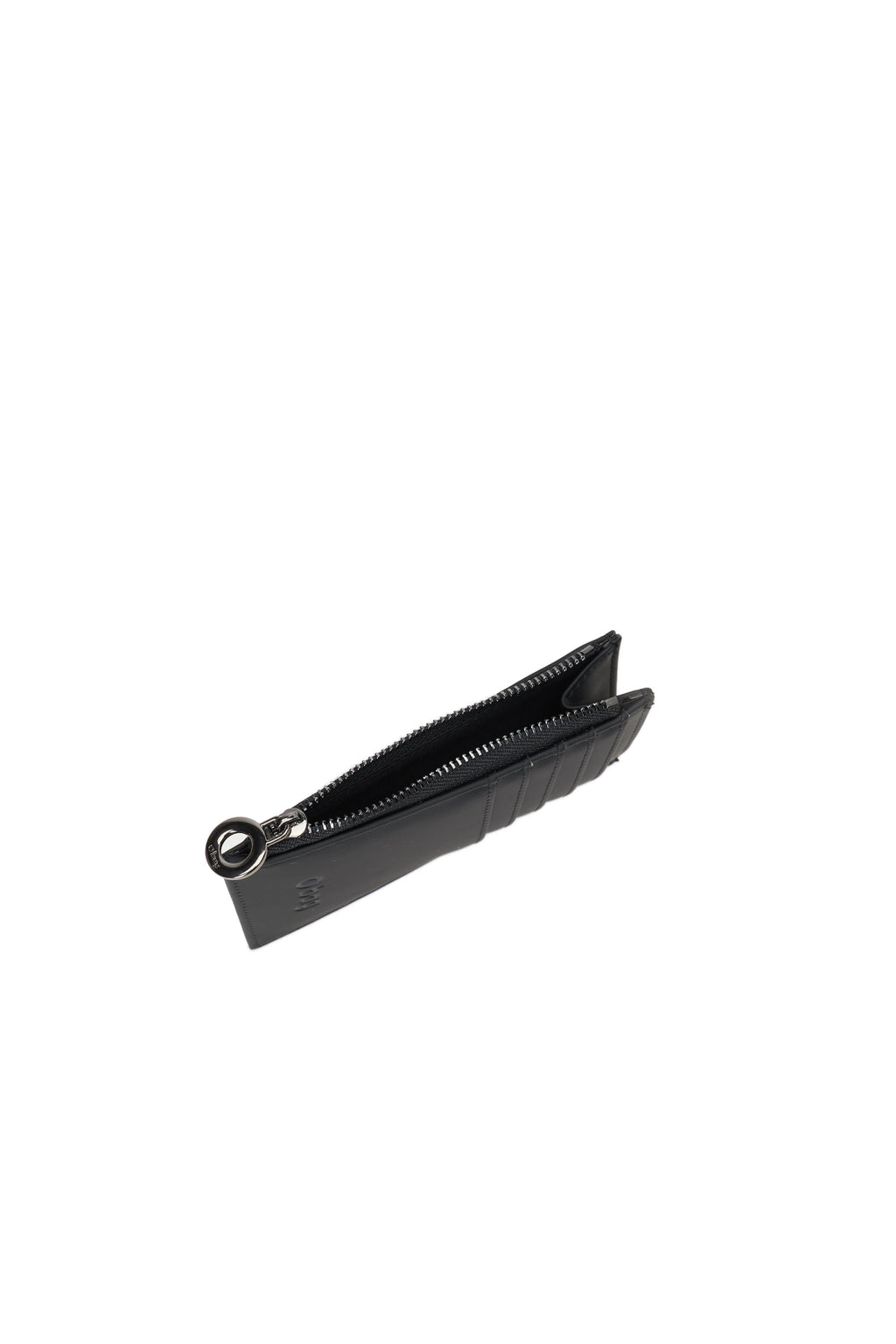 O Bag Anemone Black Rubberized Fabric Zip Card Holder Accessory
