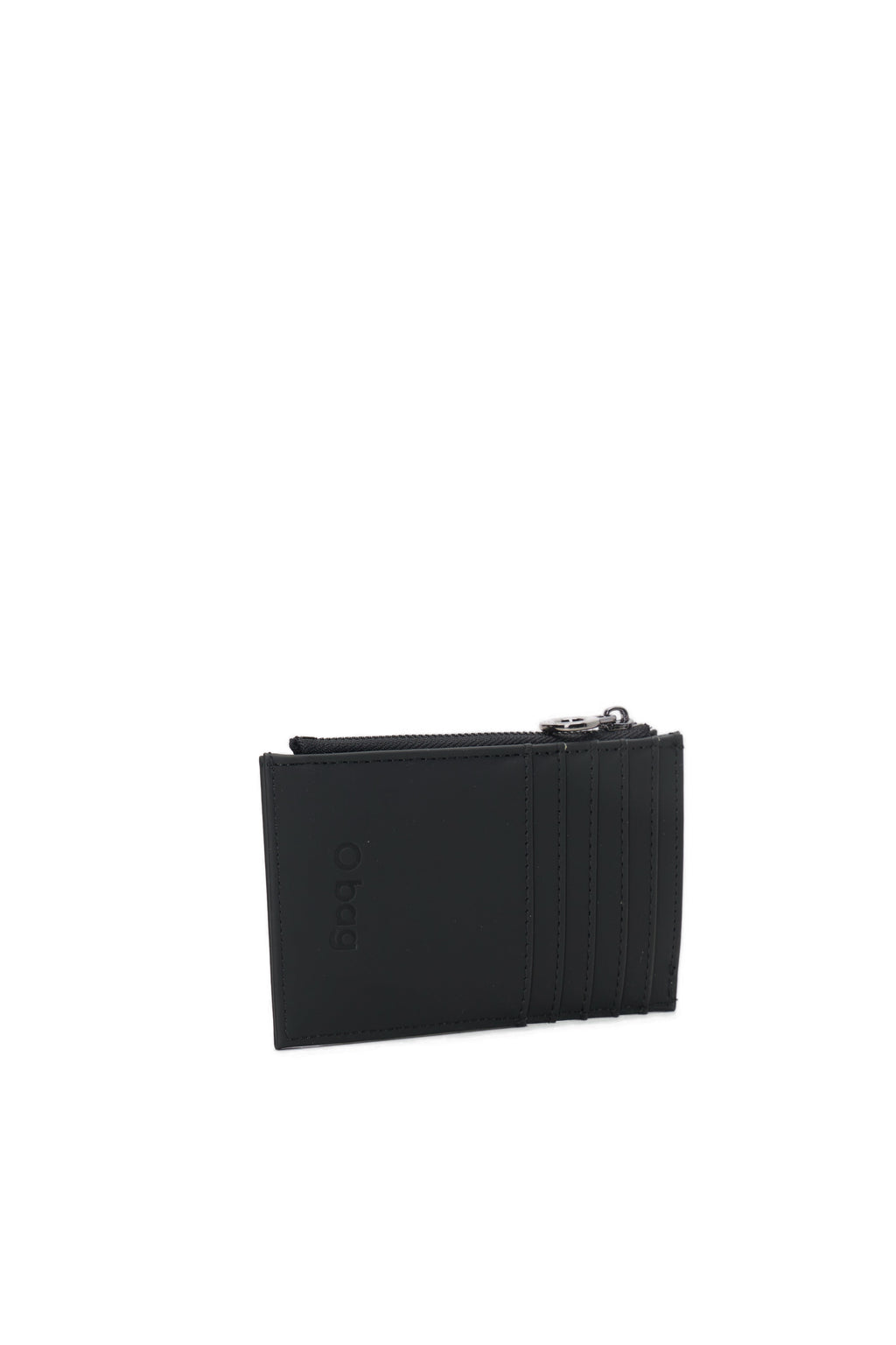 O Bag Anemone Black Rubberized Fabric Zip Card Holder Accessory