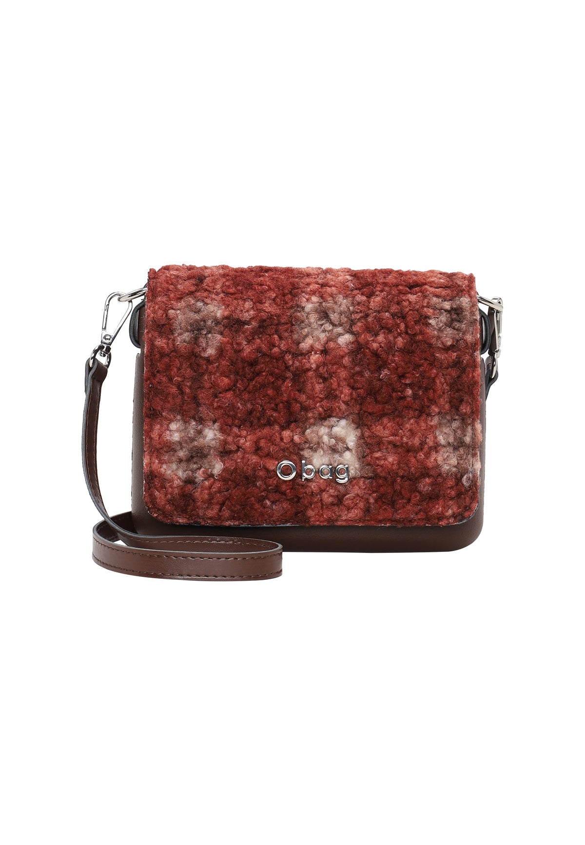 Borsa composta O Pocket pattina e tracolla extraslim tessuto tartan 3d cioccolato