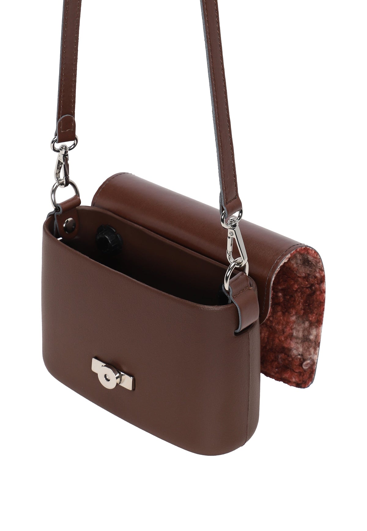 Borsa composta O Pocket pattina e tracolla extraslim tessuto tartan 3d cioccolato