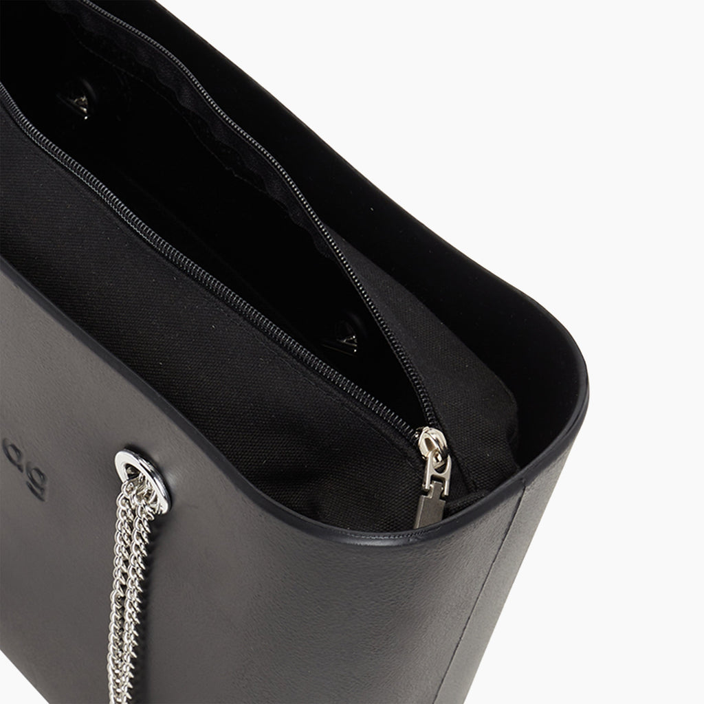O bag con manico lungo a catena a "T" e sacca canvas