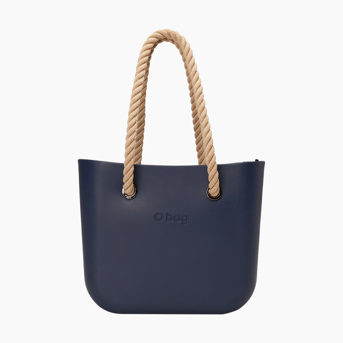 Borsa composta O bag Mini manico lungo corda e sacca tessuto canvas blu navy