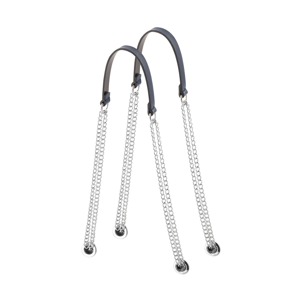 Manico doppia catena a t tessuto sintetico blu navy + argento
