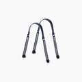 Short double-chain handle in synthetic fabric + navy blue enameled chain
