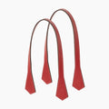 Long pointed handle with stitching in synthetic fabric, scarlet red dollar print