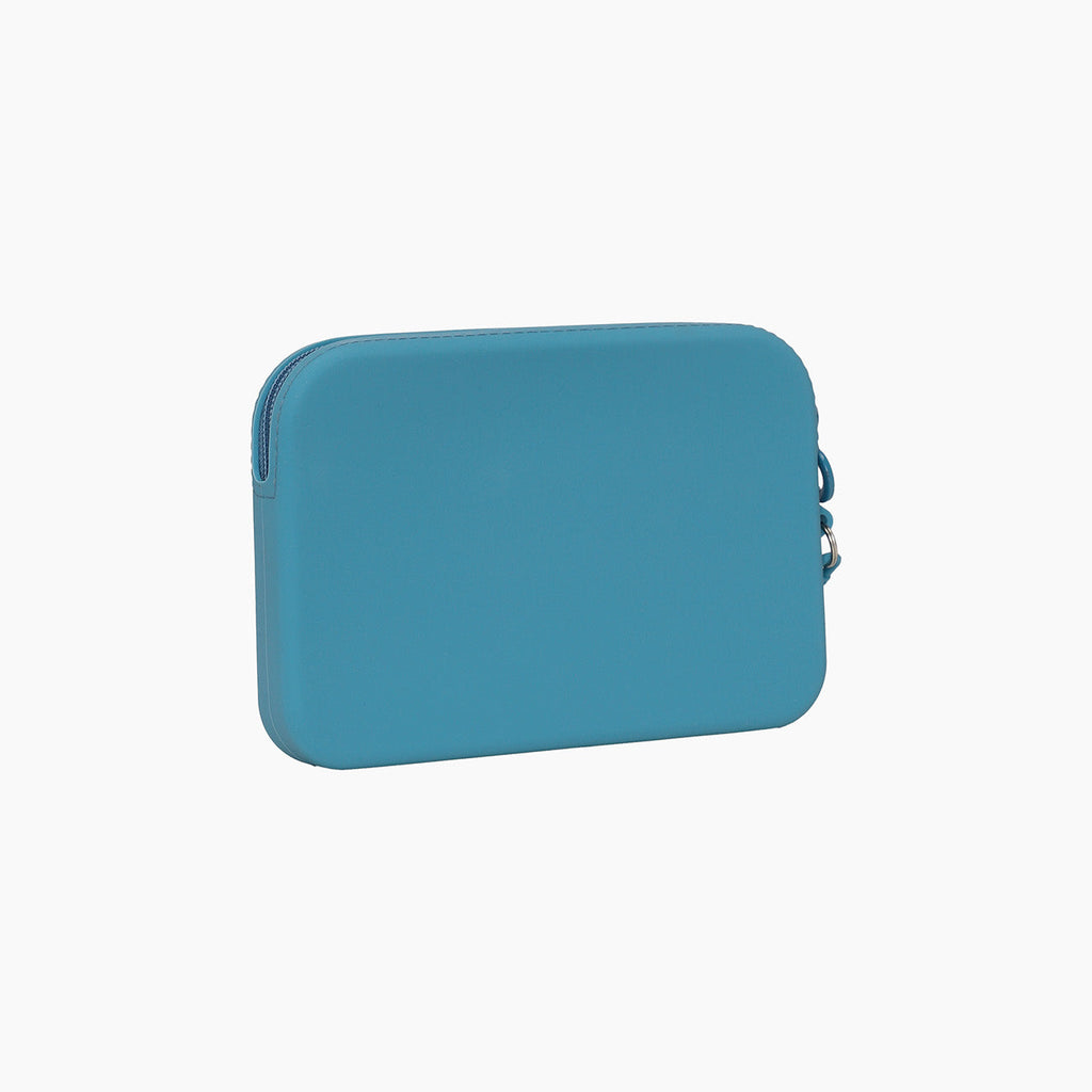 O bag fiesta silicone light blue zip-up pouch accessory with handle