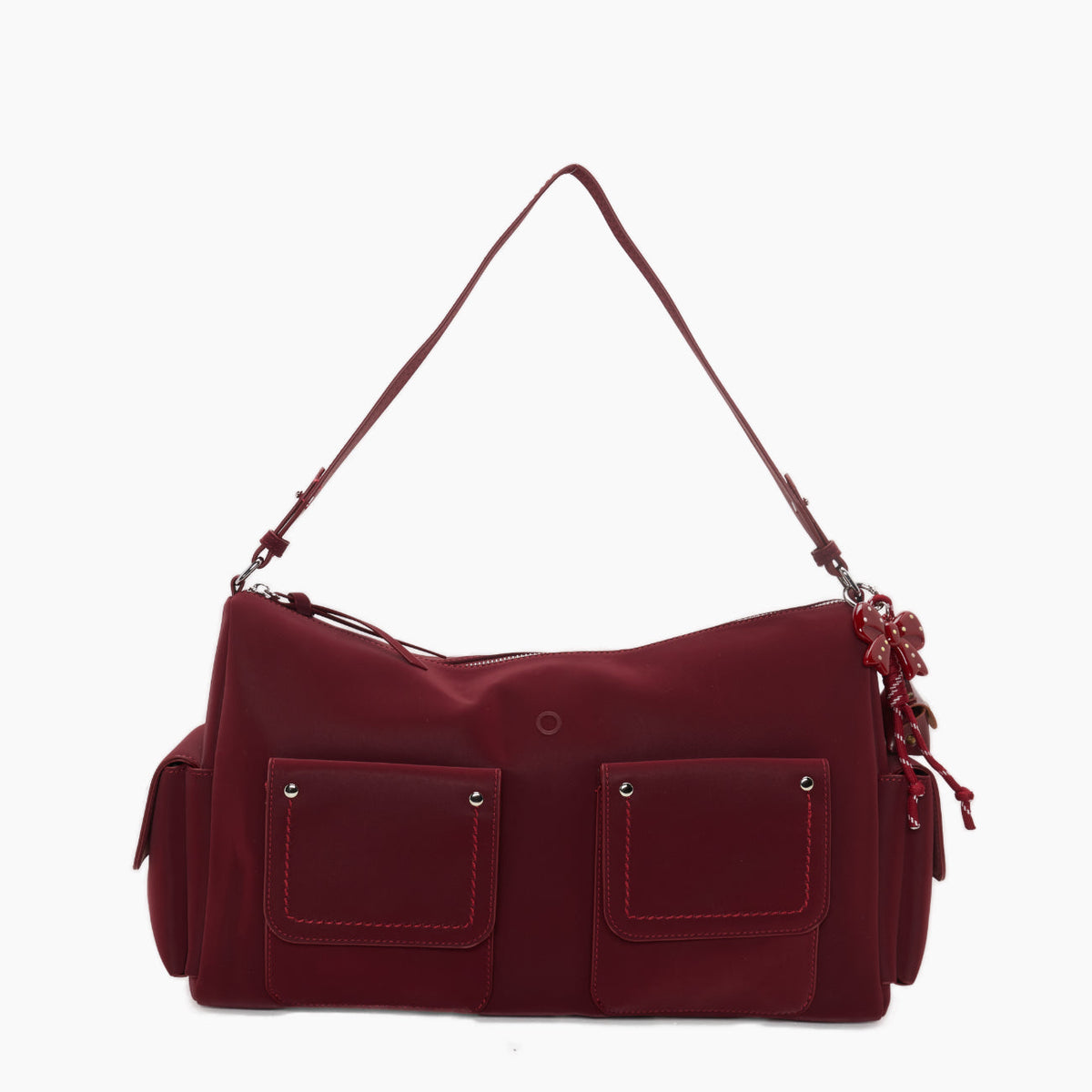 Borsa Completa Con Chiusura Zip E Tasche O Bag Sacca Iris Tessuto Gommato New Rosso