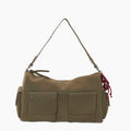 Borsa Completa Con Chiusura Zip E Tasche O Bag Sacca Iris Tessuto Gommato verde