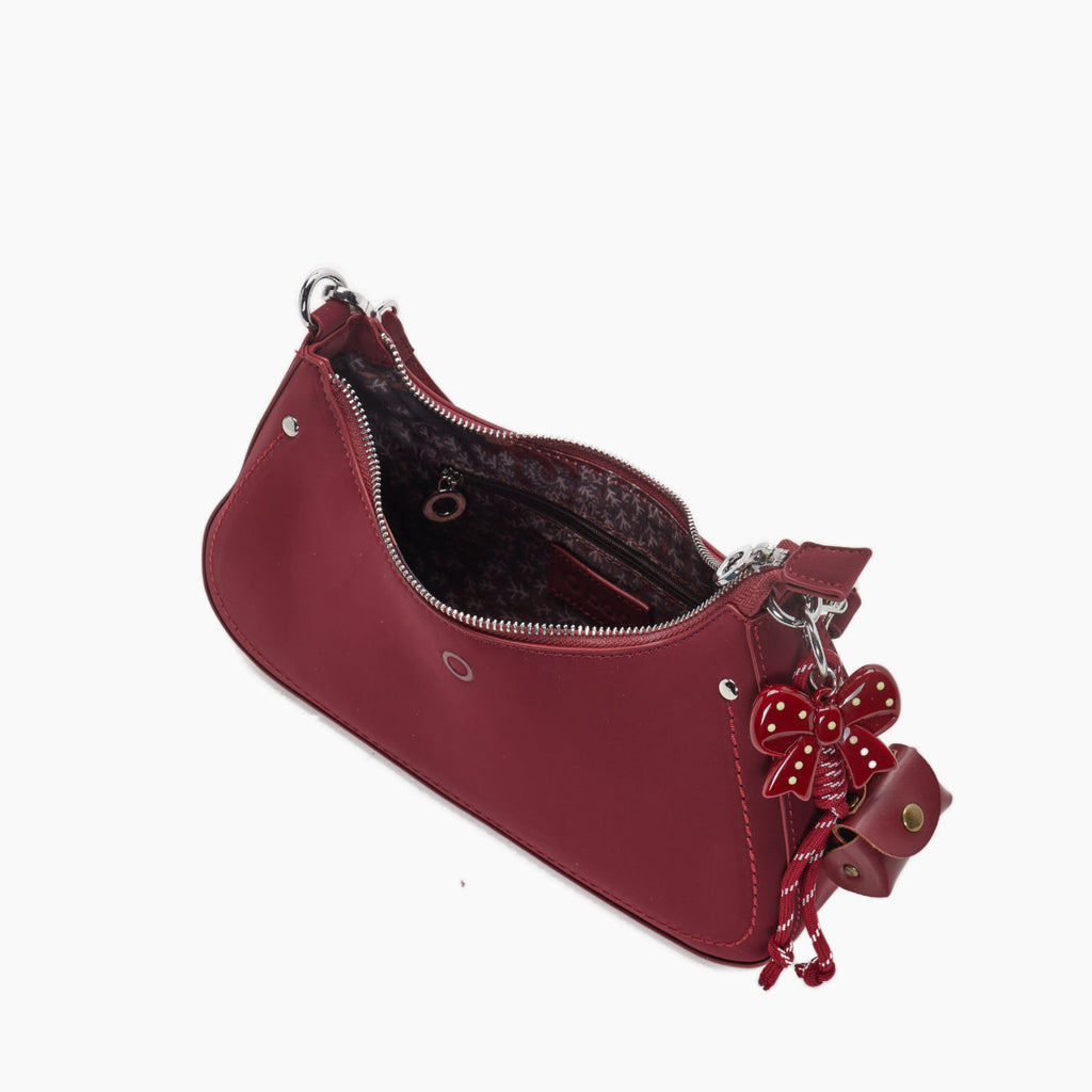 Borsa Completa A Spalla Con Chiusura Zip O Bag Hobo Iris Tessuto Gommato New Rosso