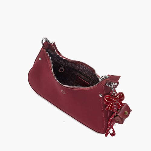 Borsa Completa A Spalla Con Chiusura Zip O Bag Hobo Iris Tessuto Gommato New Rosso