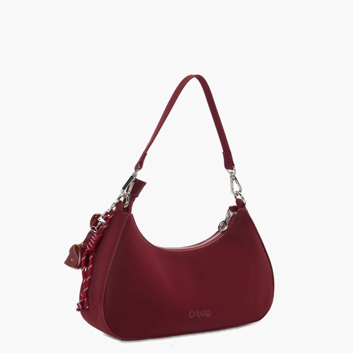 Borsa Completa A Spalla Con Chiusura Zip O Bag Hobo Iris Tessuto Gommato New Rosso