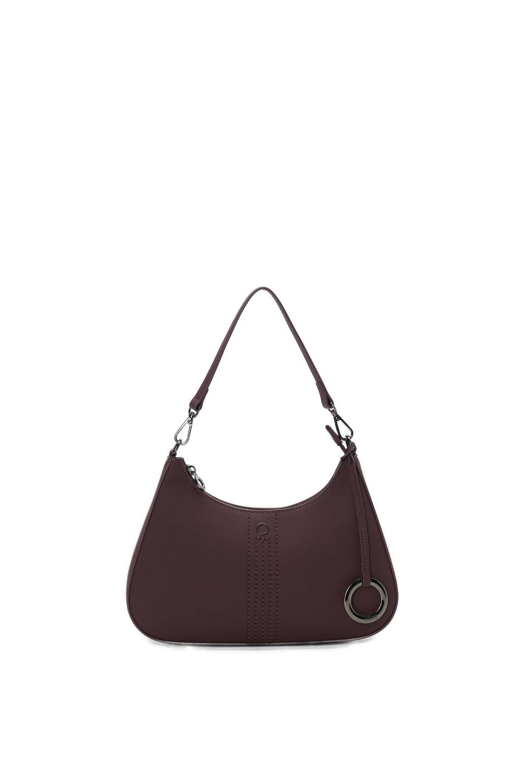 O Bag Cortina Rubberized Fabric Burgundy Complete Shoulder Bag with Zip Closure