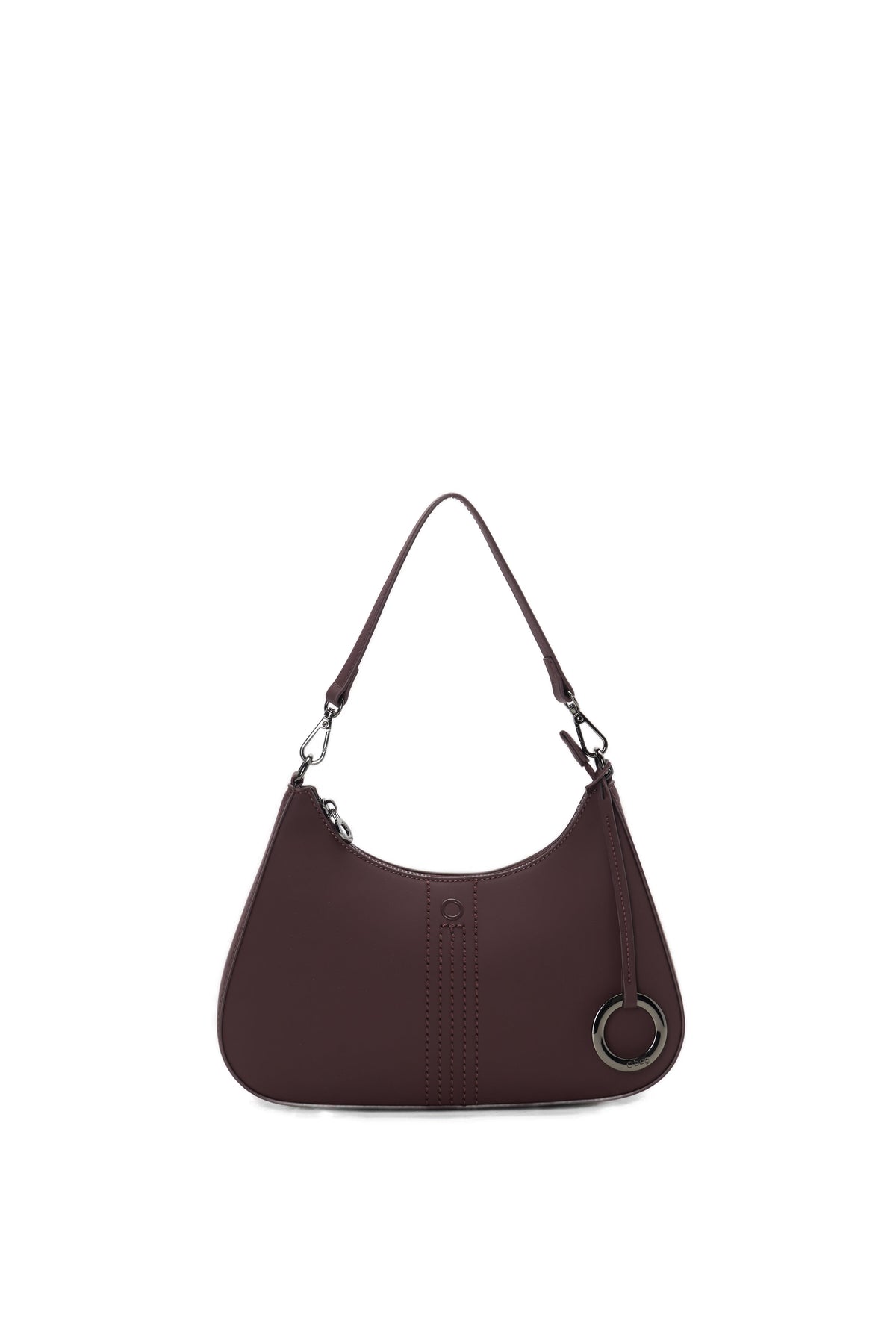 Borsa Completa A Spalla Con Chiusura Zip O Bag Cortina Tessuto Gommato Burgundy