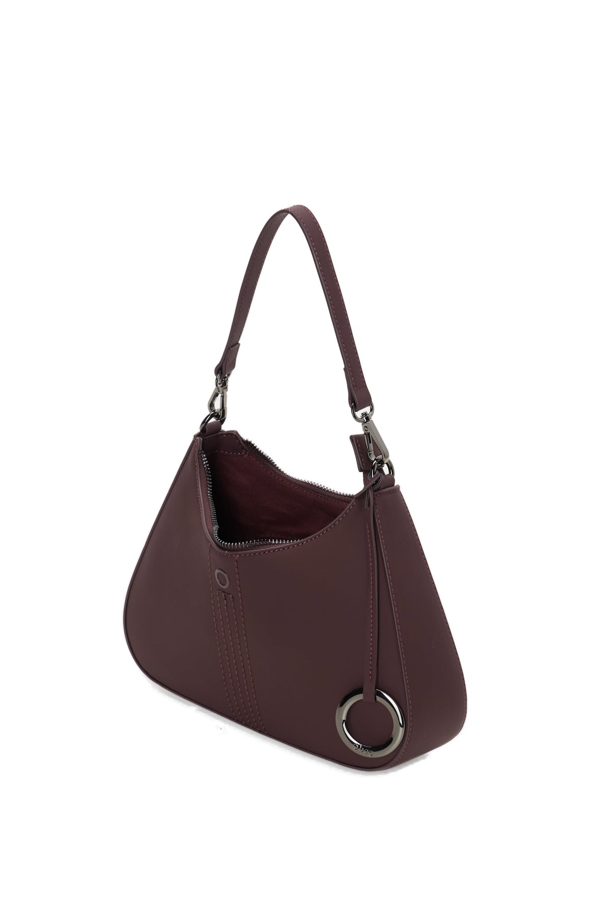 Borsa Completa A Spalla Con Chiusura Zip O Bag Cortina Tessuto Gommato Burgundy