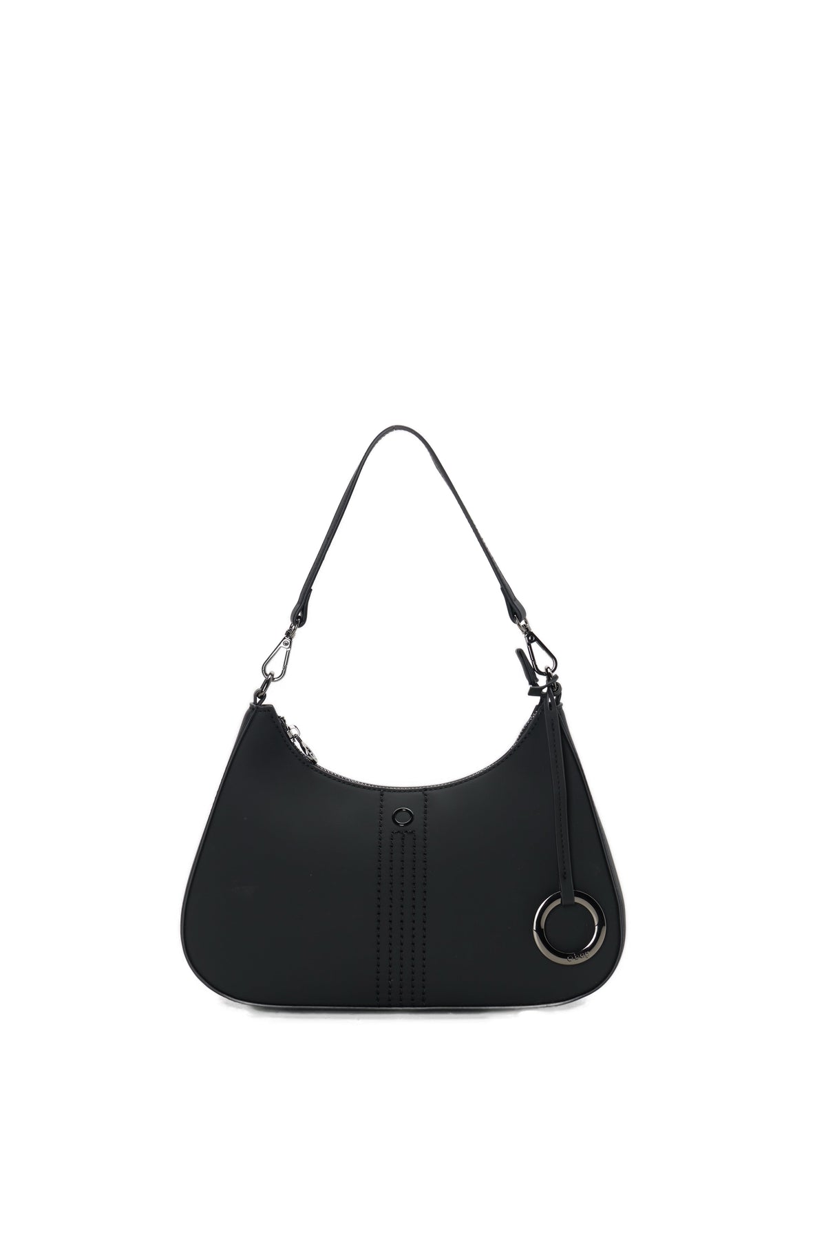 Borsa Completa A Spalla Con Chiusura Zip O Bag Cortina Tessuto Gommato Nero
