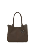 Complete O Bag Courmayeur Shopper with Zip Closure in Chocolate Rubberized Fabric