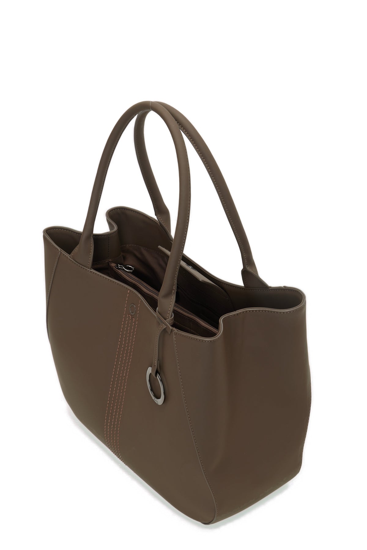 Borsa Completa Shopper Con Chiusura Zip O Bag courmayeur Tessuto Gommato Cioccolato