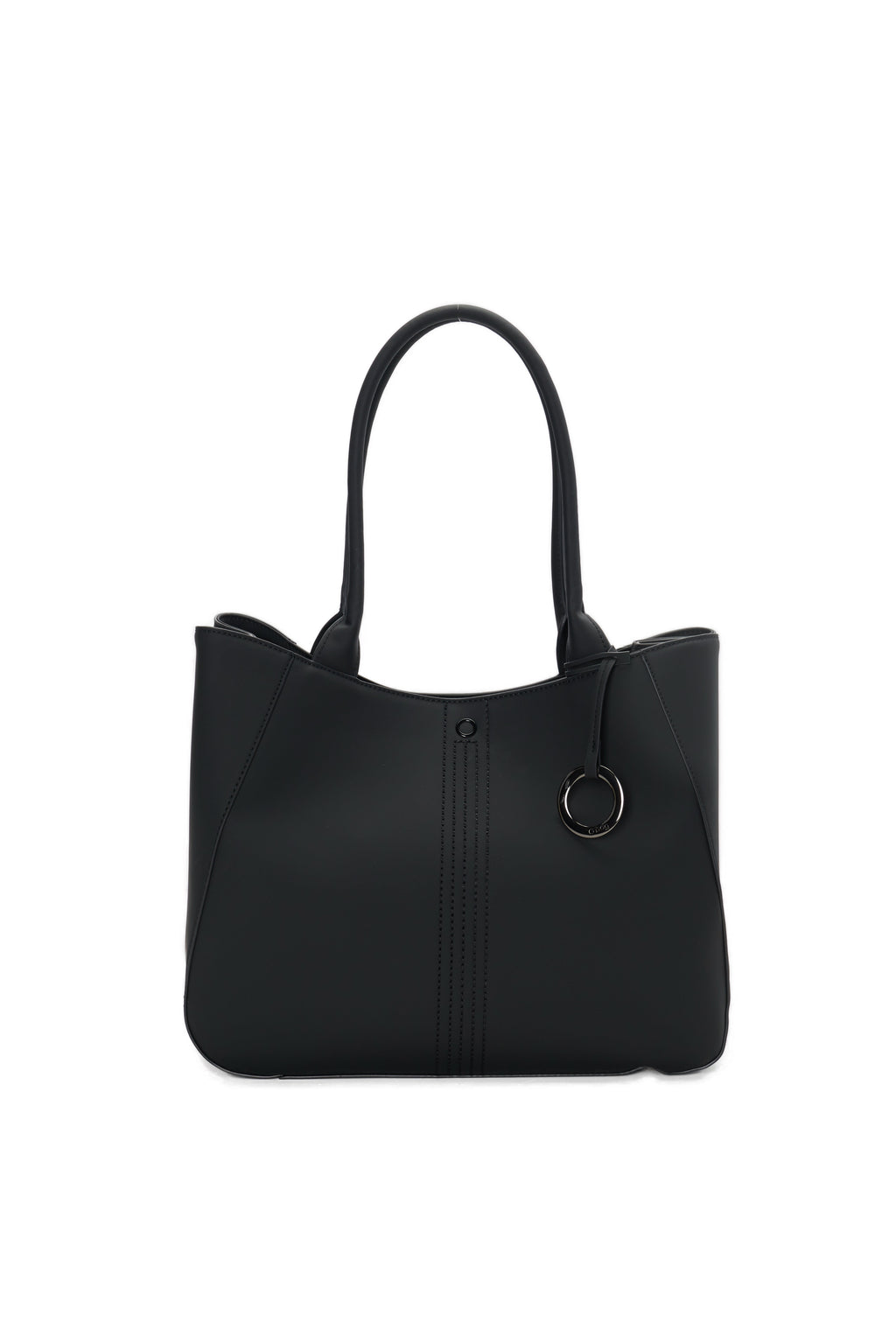 O Bag Courmayeur Complete Shopper Bag with Zip Closure in Black Rubberized Fabric