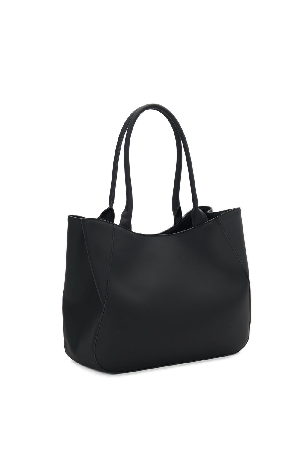 O Bag Courmayeur Complete Shopper Bag with Zip Closure in Black Rubberized Fabric