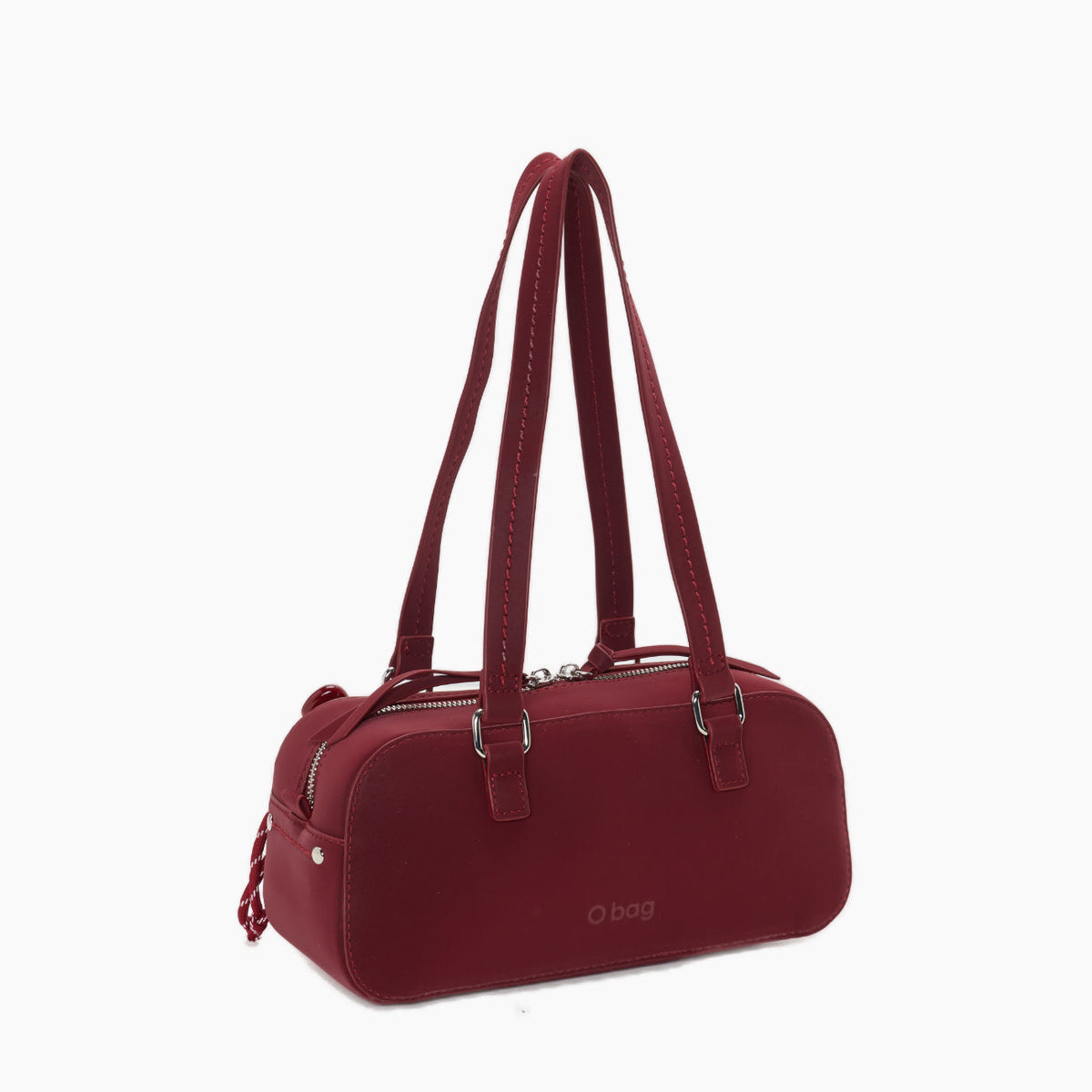 Borsa Completa Con Chiusura Zip E Tasche O Bag Bauletto Iris Tessuto Gommato New Rosso