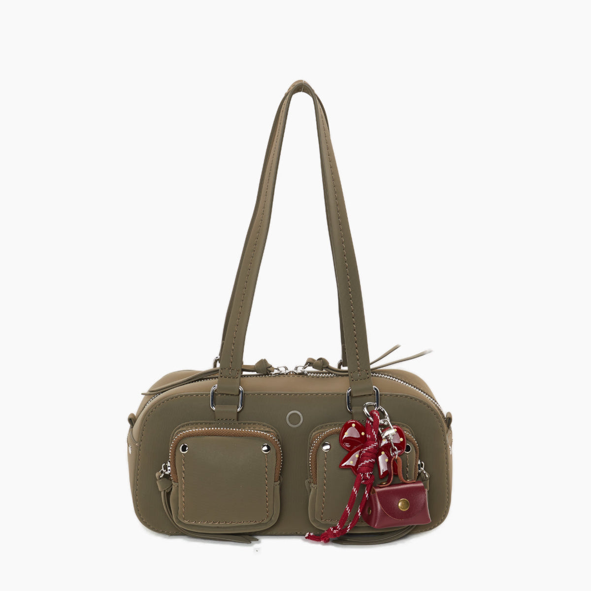 Borsa Completa Con Chiusura Zip E Tasche O Bag Bauletto Iris Tessuto Gommato verde