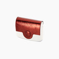 O pocket flap in laminated-effect material with magnetic closure, red