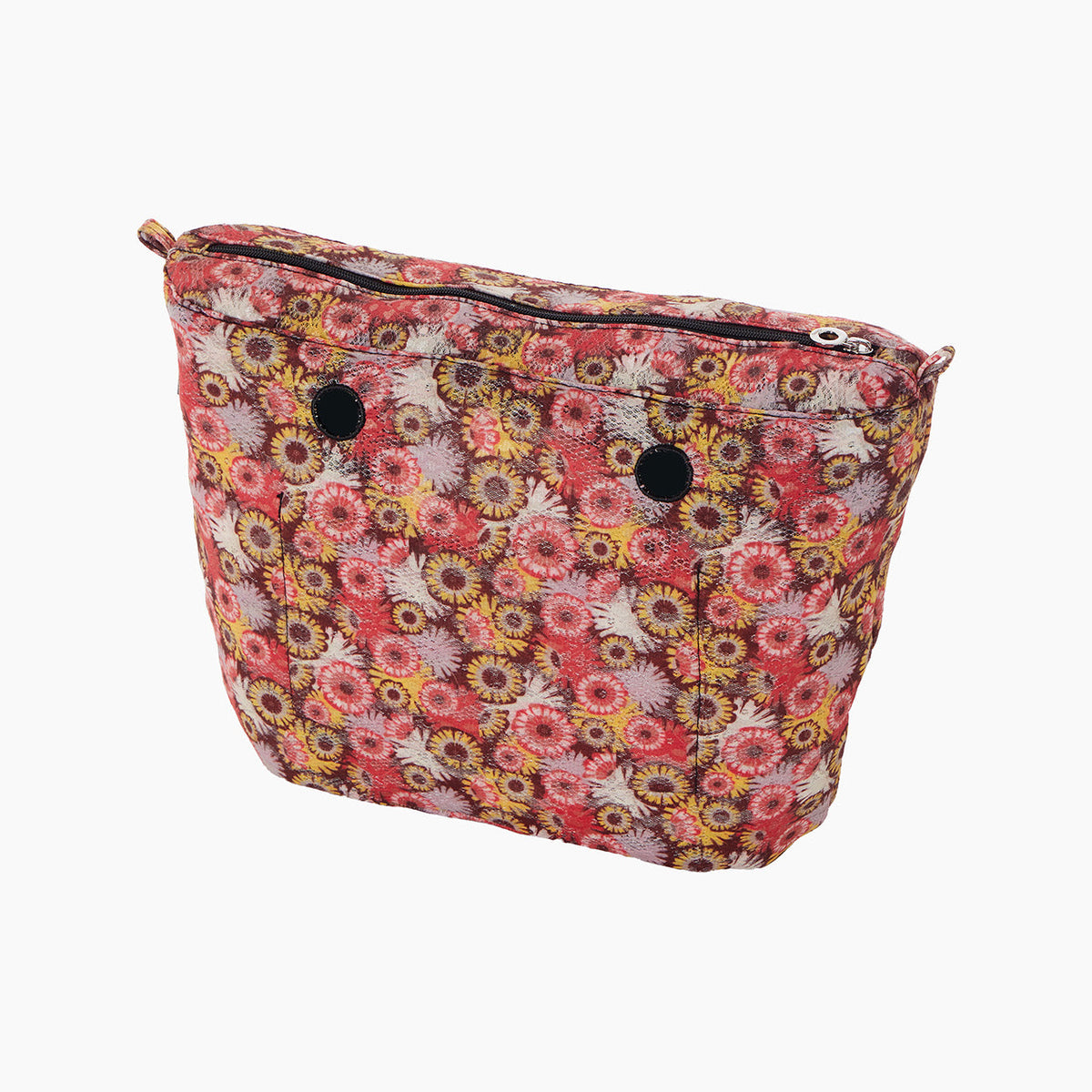Sacca interna zip O bag tessuto lace bloom nero