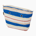O bag internal zip-up pouch in cotton-polyester fabric, dotted stripe print, freesia/navy/sand