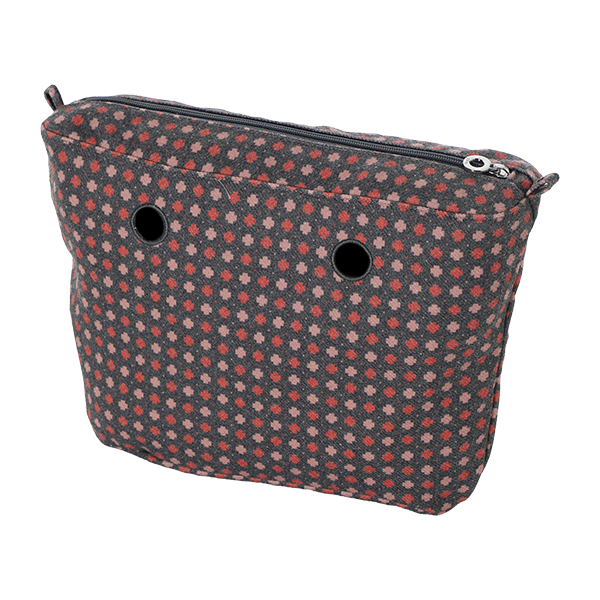 Sacca Interna Zip O Bag Tessuto Tweed Geometrico Old Pink