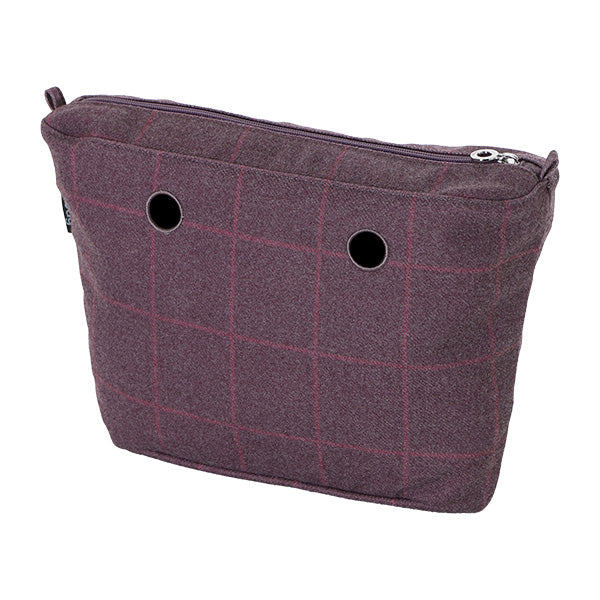 Sacca Interna Zip O Bag Tessuto Quadro Burgundy