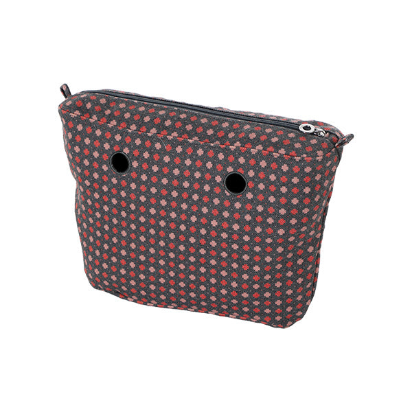 Sacca Interna Zip O Bag Mini Tessuto Tweed Geometrico Old Pink