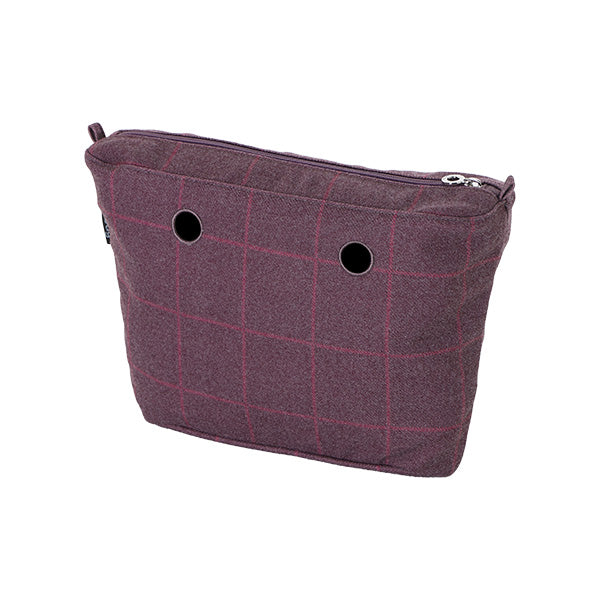 Sacca Interna Zip O Bag Mini Tessuto Quadro Burgundy