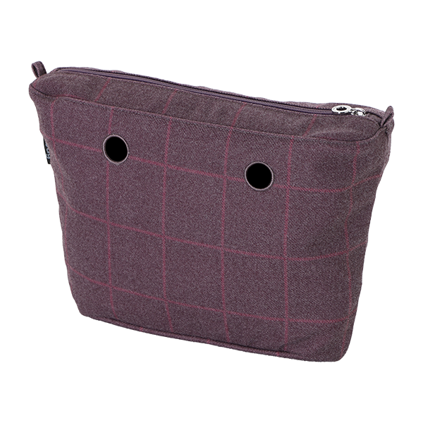 Sacca Interna Zip O Bag Urban Midi Tessuto Quadro Burgundy