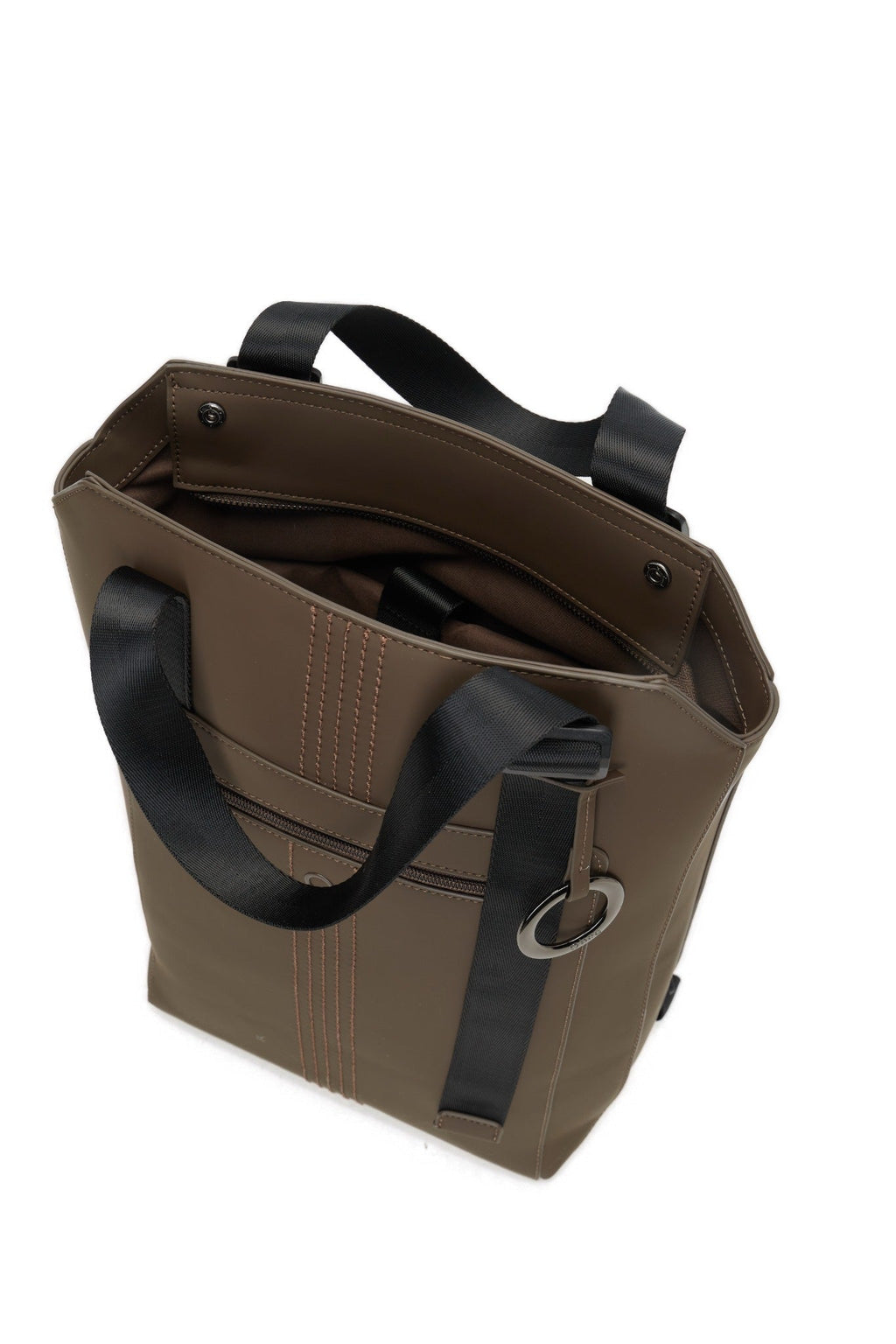 Zaino Completo Con Chiusura Zip E Tasca O Bag Zermatt Tessuto Gommato Cioccolato