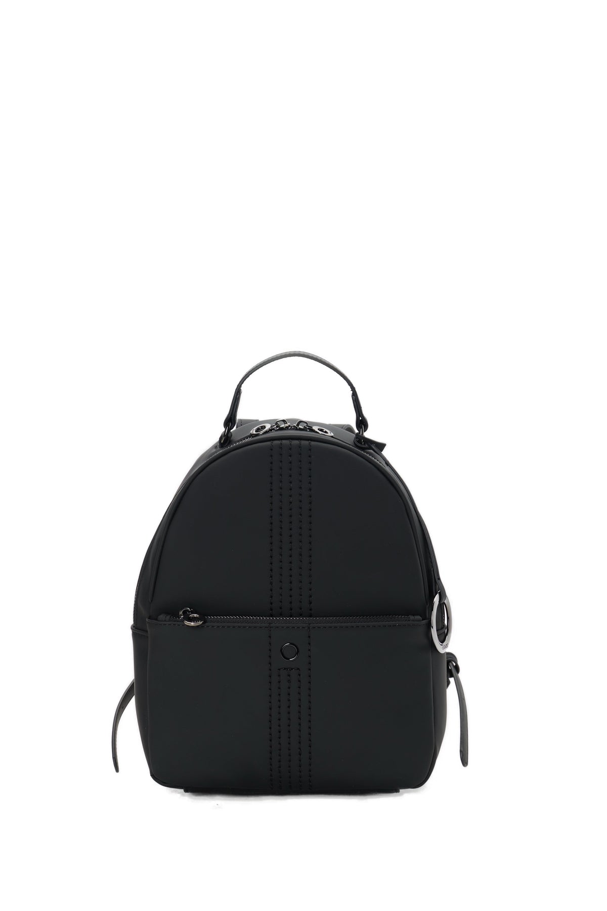 Zaino Completo Con Chiusura Zip E Tasca O Bag Thuile Tessuto Gommato Nero