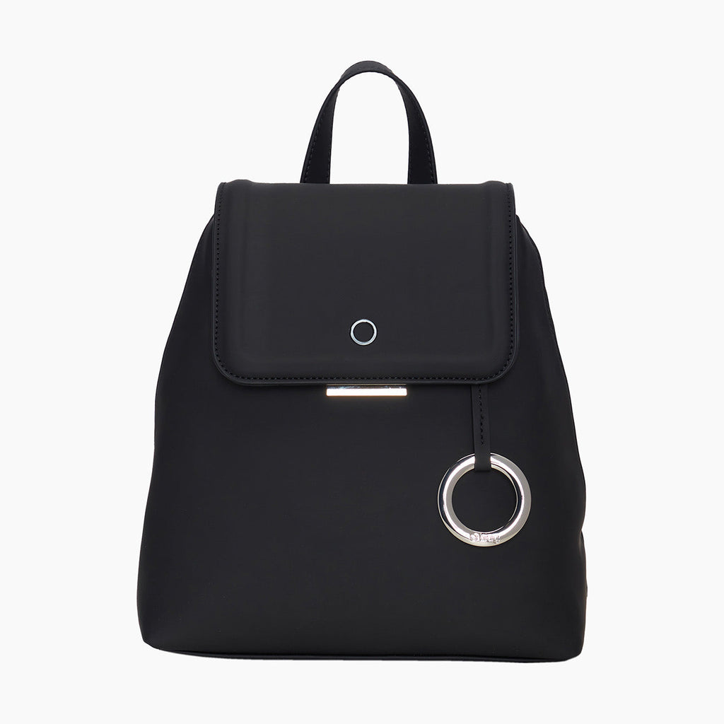 Zaino completo con pattina e spallaccio O bag chilly tessuto gommato nero