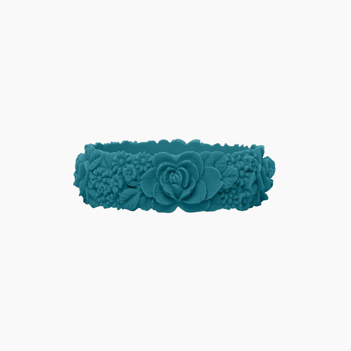 O bracelet flower big teal silicone