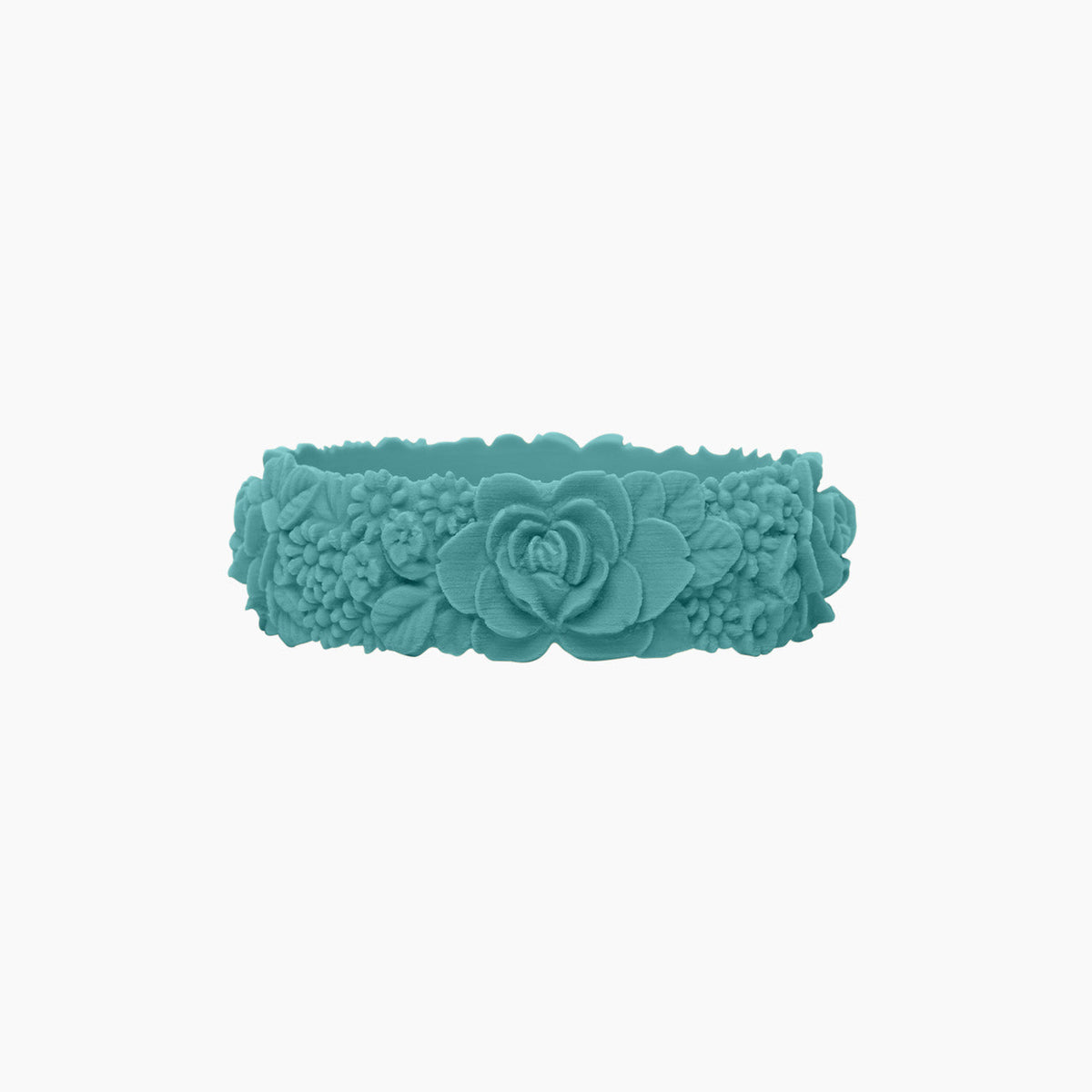 O Bracelet flower big silicone turchese
