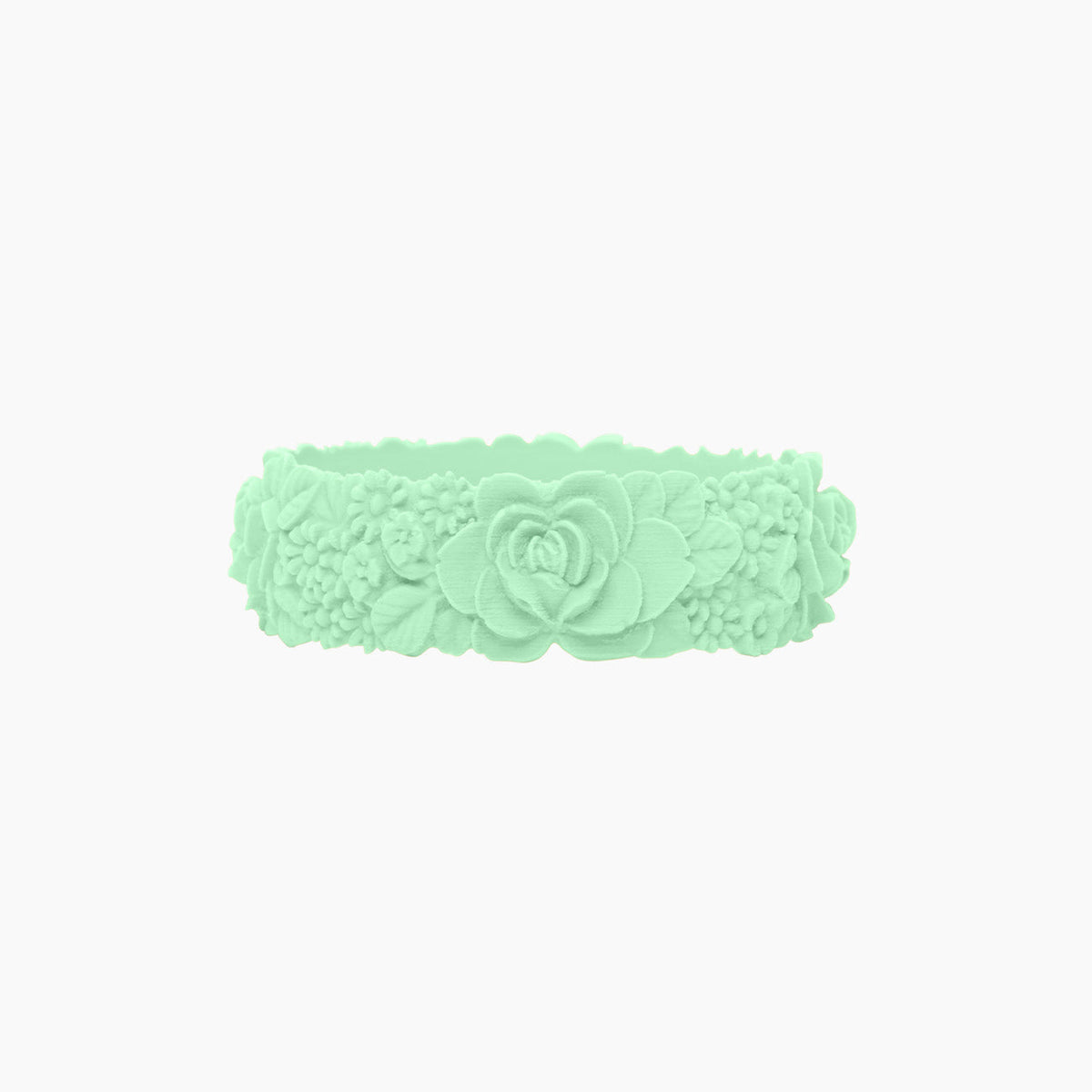 O Bracelet flower big silicone verde bianco