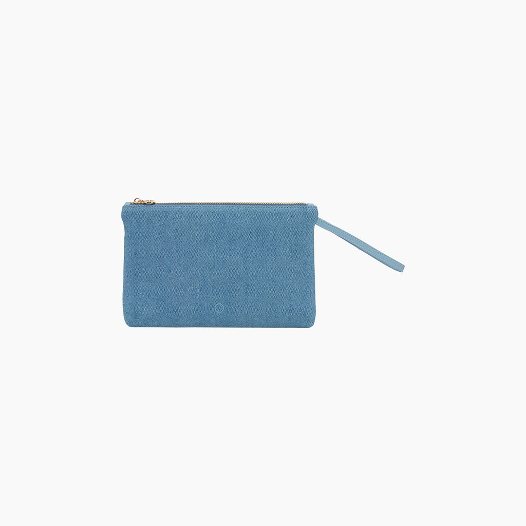 Canvas drill zip-up pouch with wrist strap O bag ponza light blue