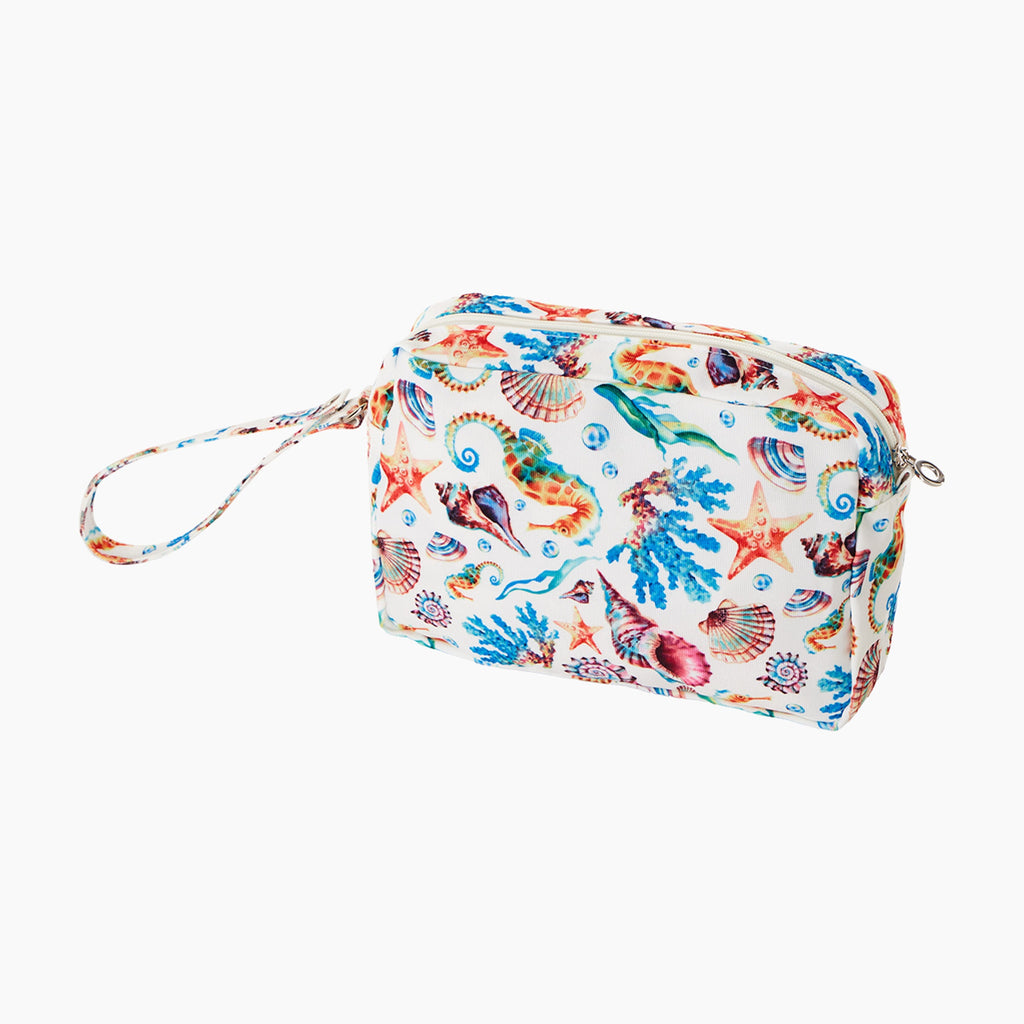Pochette con zip e manichetto+bottone O bag marbella tessuto cavalluccio marino multicolor