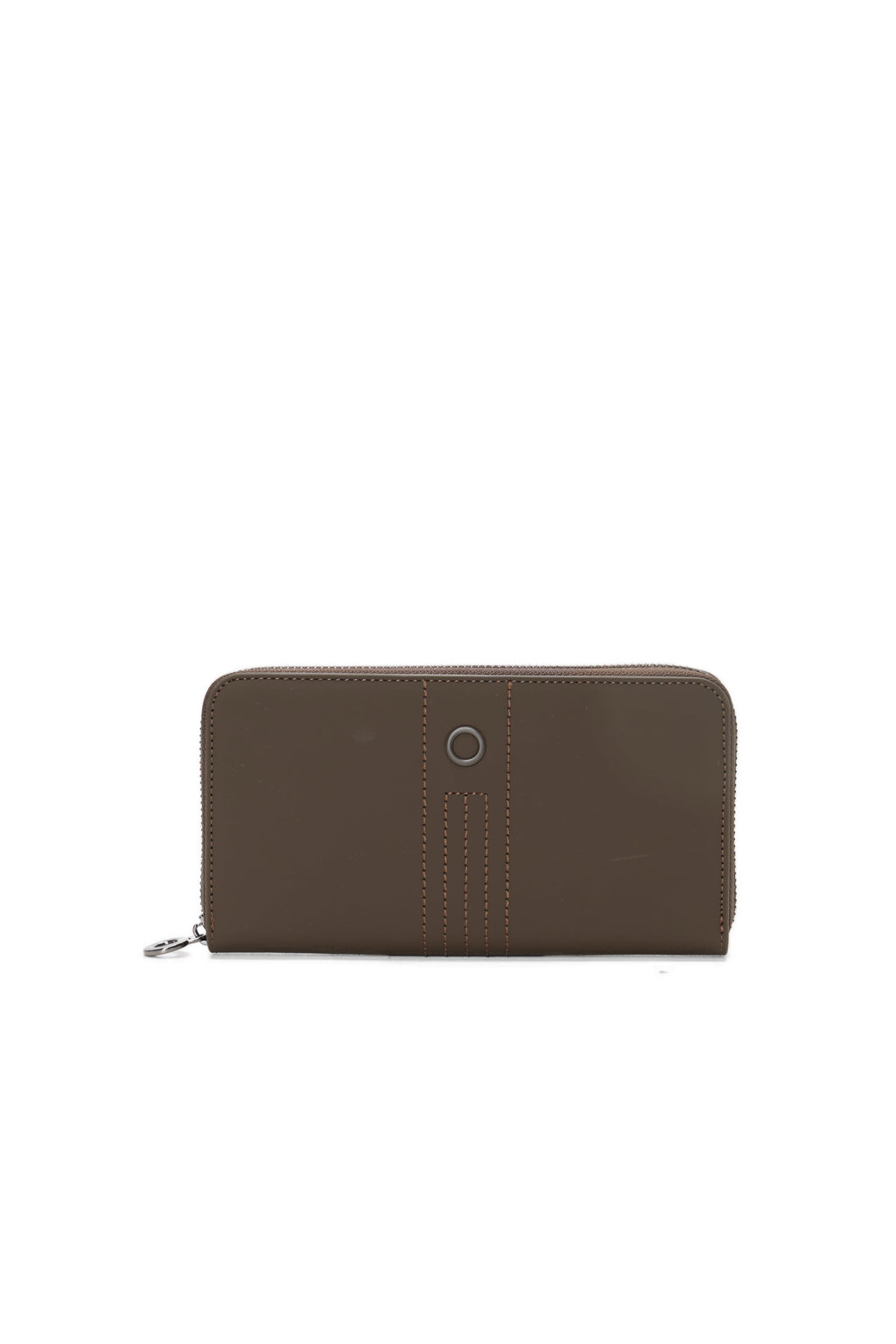 Portafoglio Completo Con Chiusura Zip Donna O Wally Mughetto Tessuto Gommato Cioccolato