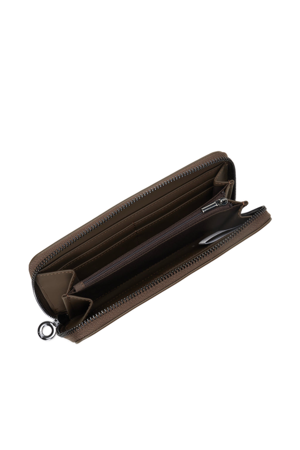 Portafoglio Completo Con Chiusura Zip Donna O Wally Mughetto Tessuto Gommato Cioccolato