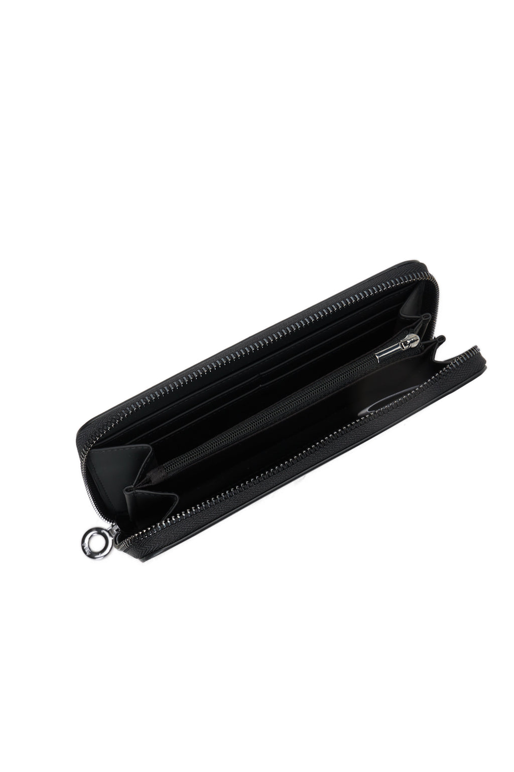 Women's Full Zip Wallet O Wally Mughetto Black Rubberized Fabric
