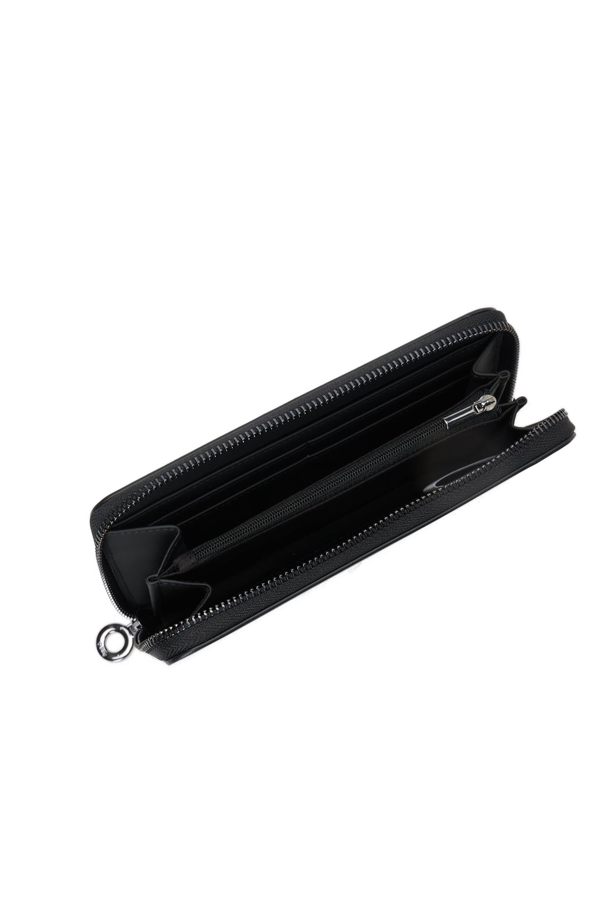 Women's Full Zip Wallet O Wally Mughetto Black Rubberized Fabric