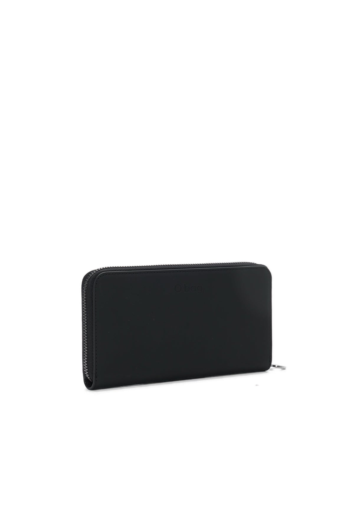 Women's Full Zip Wallet O Wally Mughetto Black Rubberized Fabric