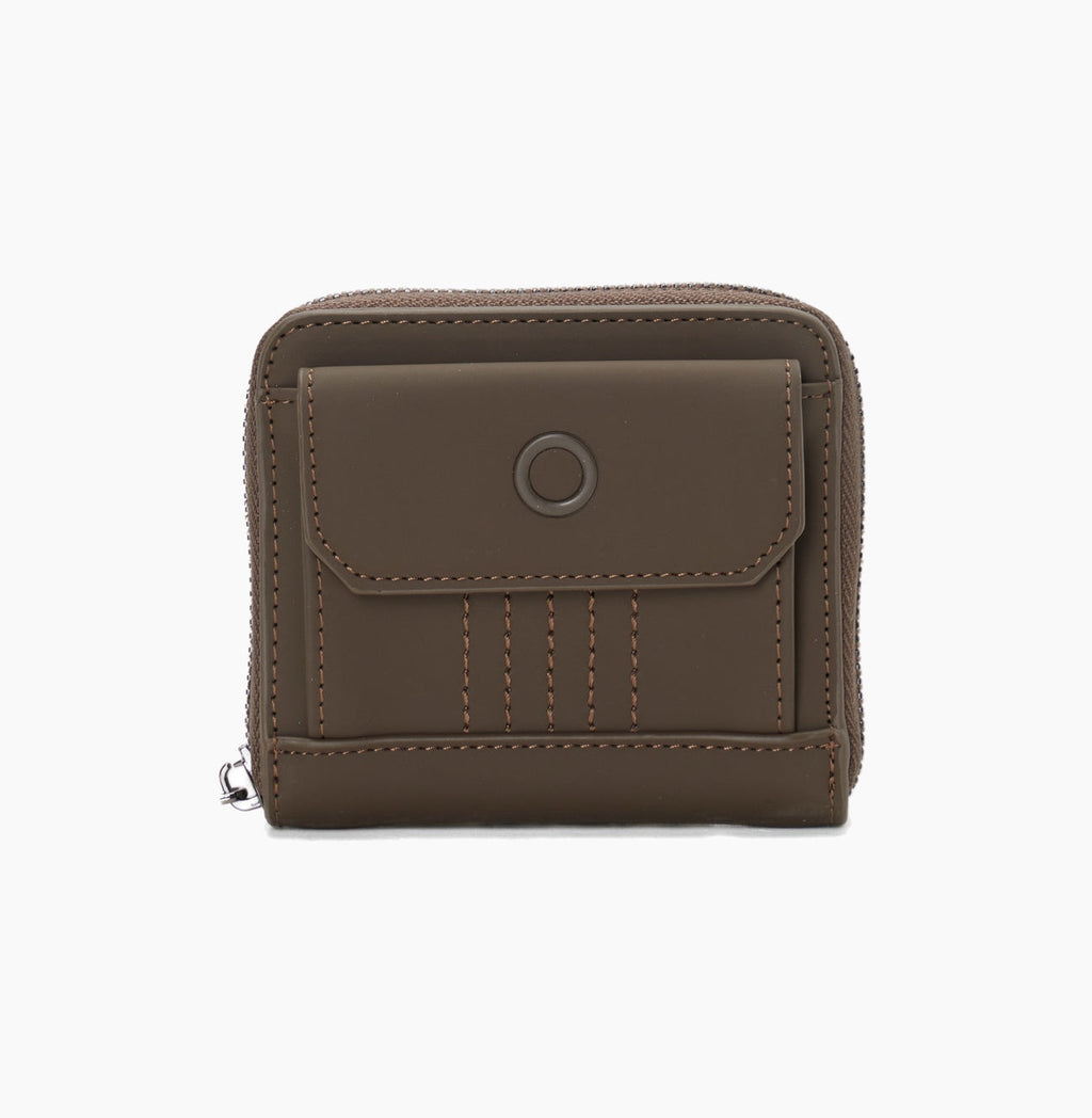 Portafoglio Completo Con Chiusura Zip E Tasca Donna O Half Wally Bucaneve Tessuto Gommato Cioccolato