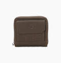 Portafoglio Completo Con Chiusura Zip E Tasca Donna O Half Wally Bucaneve Tessuto Gommato Cioccolato