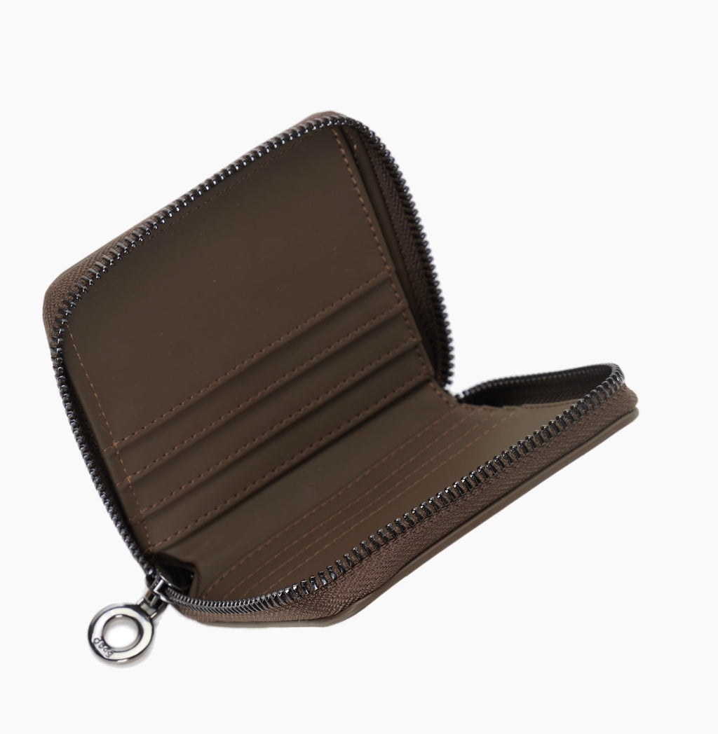 Portafoglio Completo Con Chiusura Zip E Tasca Donna O Half Wally Bucaneve Tessuto Gommato Cioccolato